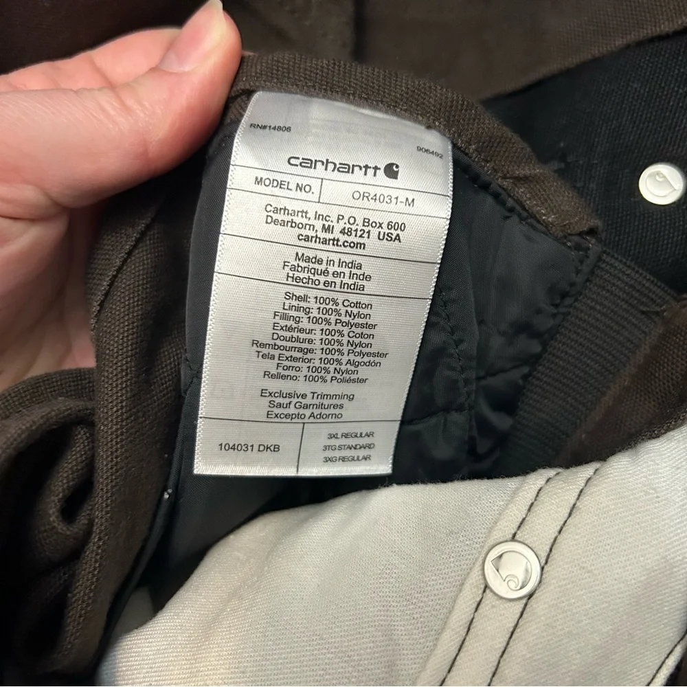 Carhartt 104031 - Washed Duck Bib Overalls - Quilt Lined 3 XL dark brown